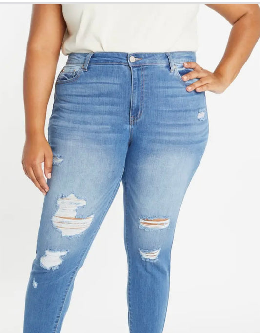 Distressed Ankle Skinny Jeans